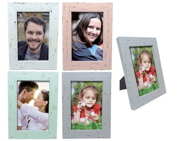 PORTAFOTO LEGNO 4 COLORI. . . ORDINE MINIMO 4 PZ. ASSORTITI IN 4 COLORI