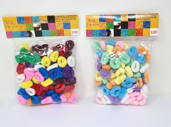 CONF. 100 ELASTICI PER CAPELLI. . . ORDINE MINIMO 2 CONFEZIONI ASSORTITE NEI COLORI