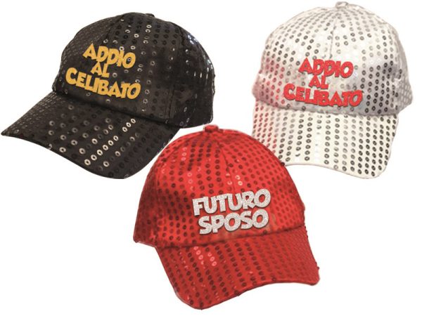 CAPPELLINO CELIBATO CON PAILETTES E APPLICAZIONE GLITTER. . . ORDINE MINIMO 3 PZ. ASSORTITI