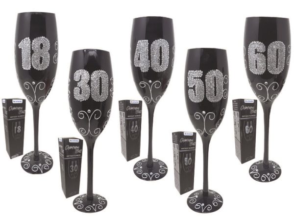 FLUTE IN VETRO NERO ETA' H.24 cm CON STRASS (RIF. COD.8838). . . ORDINE MINIMO 12 PZ. ASSORTITI. . . (VEDI NOTE PER DETTAGLIO ASSORTIMENTO)