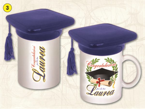 TAZZA LAUREA CON CAPPELLO IN CERAMICA