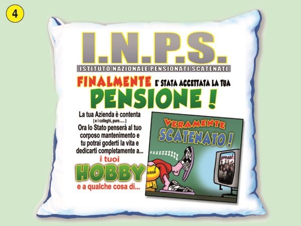 CUSCINO 40X40 "I.N.P.S. PENSIONE" CON CERNIERA