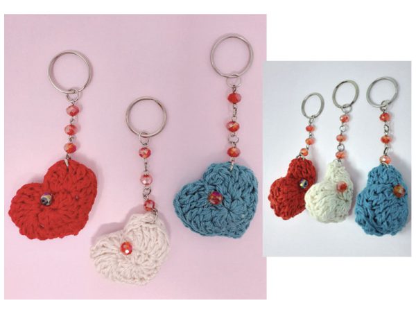 PORTACHIAVI CUORE FATTO A MANO - MADE IN ITALY. . . ORDINE MINIMO 9 PZ. ASSORTITI (3 PZ. X COLORE)