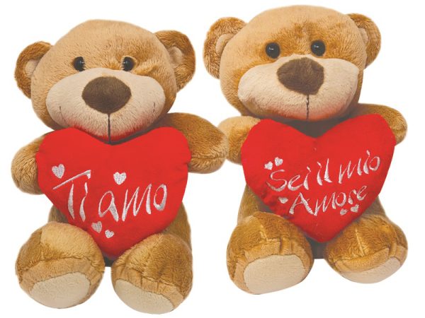 ORSACCHIOTTO cm 30 CON CUORE TI AMO/SEI IL MIO AMORE. . . ORDINE MINIMO 4 PZ. ASSORTITI
