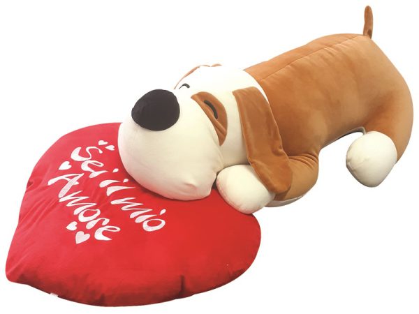 CANE COCCOLONE cm 90 CON CUORE cm 60 "SEI IL MIO AMORE"