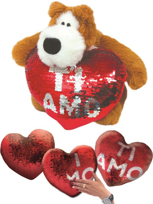 Orso di Peluche San Valentino con Cuori 35 cm - 068949 