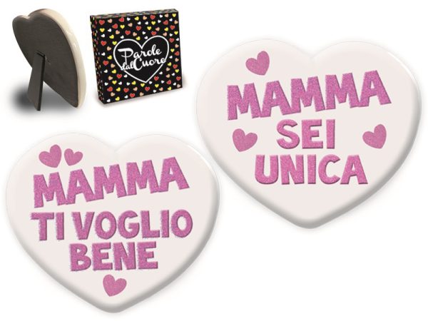 CUORE IN CERAMICA CON GLITTER MAMMA cm 10. . . ORDINE MINIMO 4 PZ. ASSORTITI. . . . . . DISPONIBILE DALL'1 APRILE
