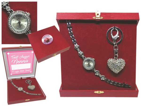 SET OROLOGIO "QUEEN" NONNA + PORTACHIAVI IN METALLO. . . ORDINE MINIMO 2 PZ.