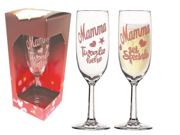 FLUTE MAMMA CON SCRITTE BRILLANTINATE. . . ORDINE MINIMO 2 PZ. ASSORTITI