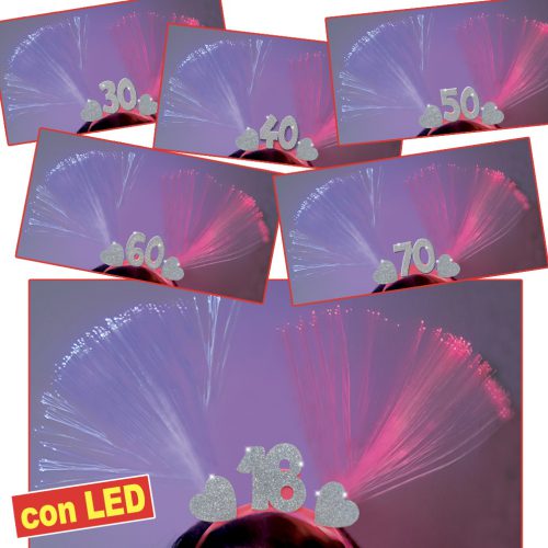 CERCHIETTO FIBRA OTTICA CON LED MULTICOLOR - 6240
