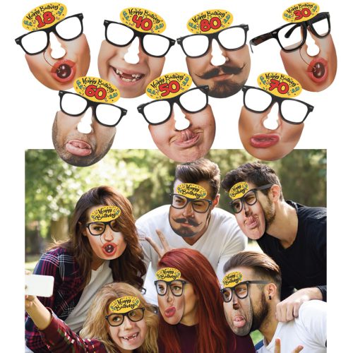 SET 6 MASCHERE CON OCCHIALI PER SELFIE COMPLEANNO - 8942