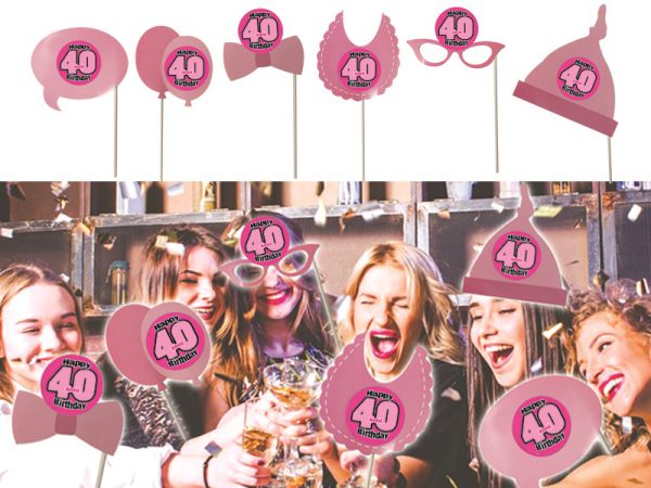 SET 6 ACCESSORI FOTO 40 ANNI ROSA