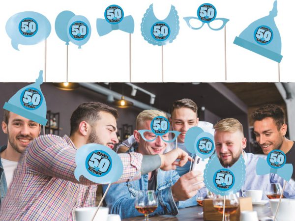 SET 6 ACCESSORI FOTO 50 ANNI AZZURRO