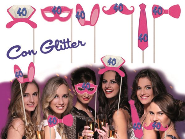 SET 6 ACCESSORI FOTO 40 ANNI CON GLITTER