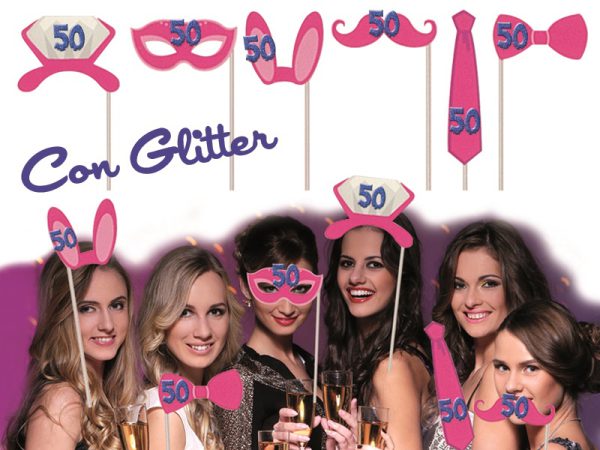 SET 6 ACCESSORI FOTO 50 ANNI CON GLITTER