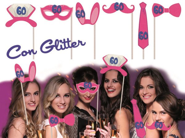 SET 6 ACCESSORI FOTO 60 ANNI CON GLITTER