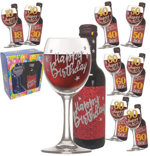 SET CALICE + BOTTIGLIETTA VINO ETA' BRILLANTINATI - 4062