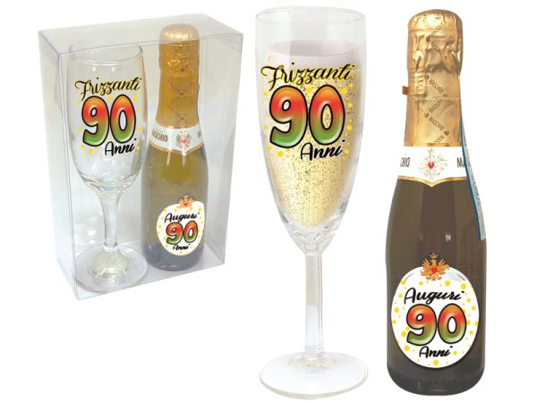 SET 90 ANNI FLUTE+PROSECCO DOC SCATOLA PVC