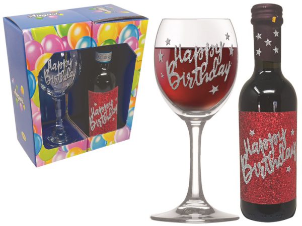 SET H.B.CALICE + MIGNON VINO DOC BRILLANTINATI SCATOLA REGALO