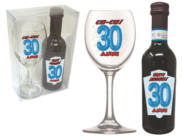 SET 30 ANNI CALICE+VINO DOC SCATOLA PVC