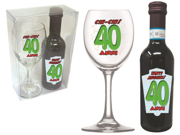 SET 40 ANNI CALICE+VINO DOC SCATOLA PVC
