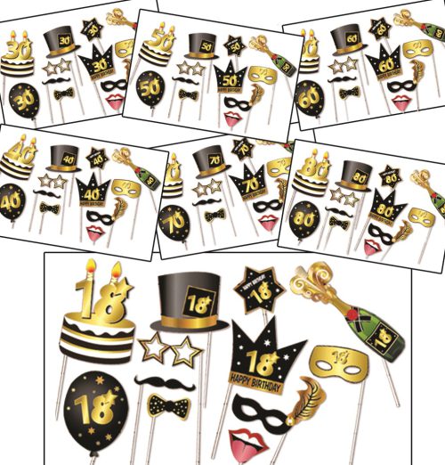 SET 12 ACCESSORI FOTO COMPLEANNO - 2151