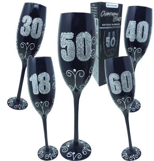 FLUTE MAXI IN VETRO NERO CON STRASS ETA' - 8841