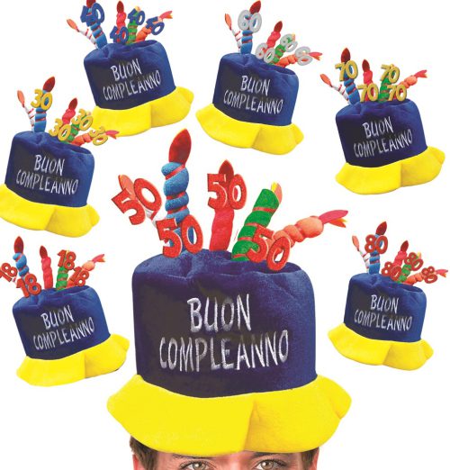 CAPPELLO GLITTER CON RICAMO COMPLEANNO - 8893