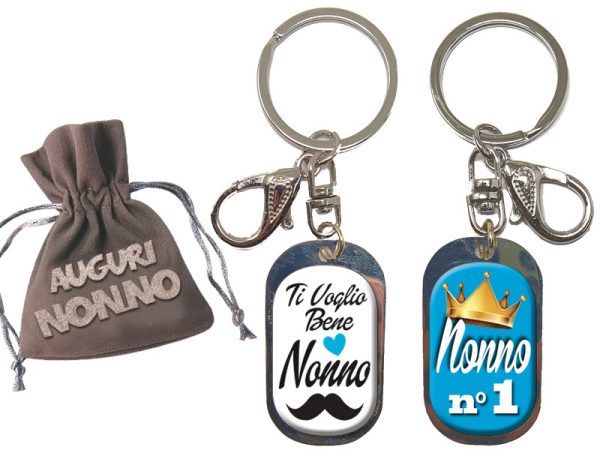 PORTACHIAVI PIASTRINA NONNO IN METALLO CON APPLICAZIONE RESINATA. . . ORDINE MINIMO 2 PZ. ASSORTITI
