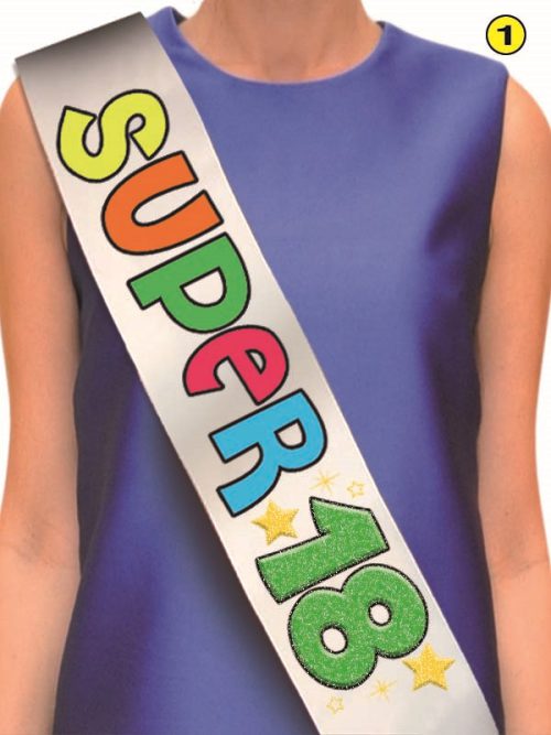 FASCIA SCRITTA FLUO+GLITTER 18 ANNI