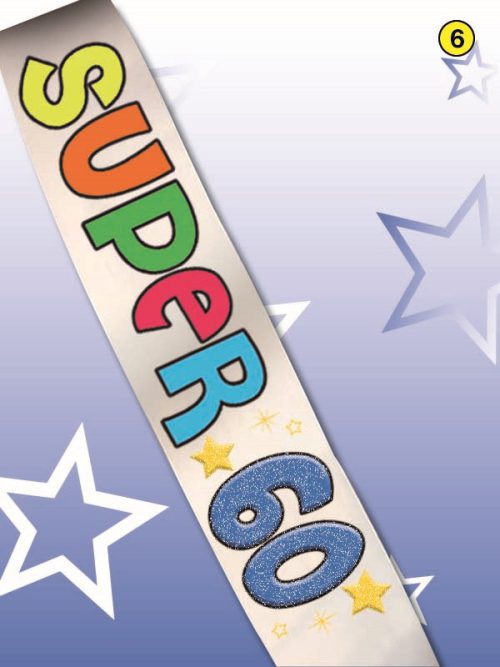 FASCIA SCRITTA FLUO+GLITTER 60 ANNI