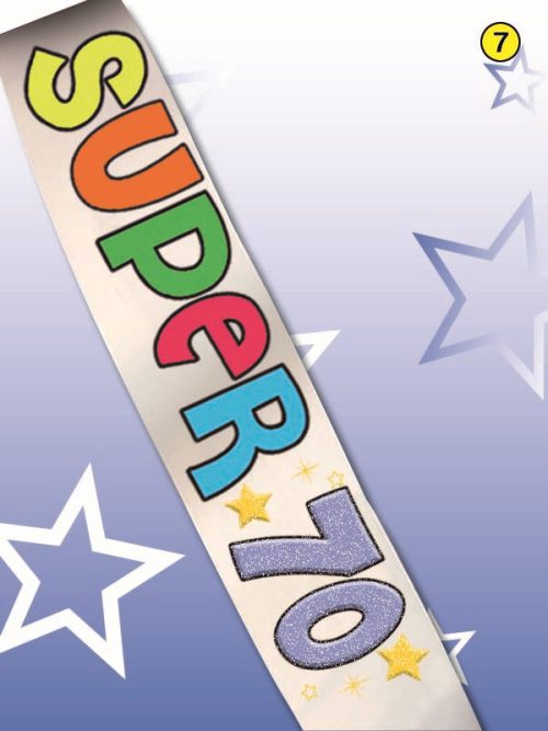 FASCIA SCRITTA FLUO+GLITTER 70 ANNI