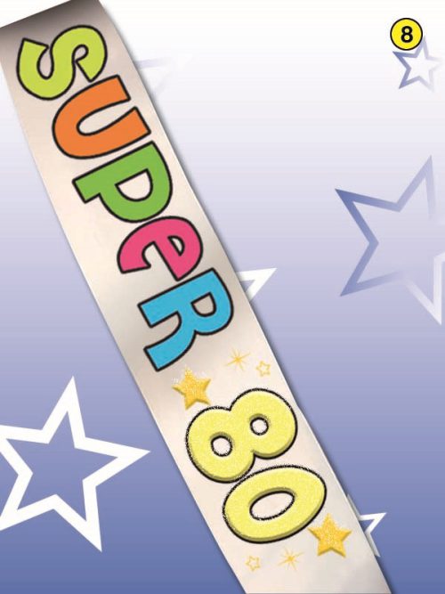 FASCIA SCRITTA FLUO+GLITTER 80 ANNI