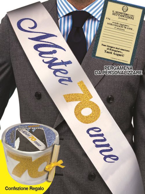 FASCIA GLITTER CON PERGAMENA MISTER 70ENNE IN CONFEZIONE REGALO