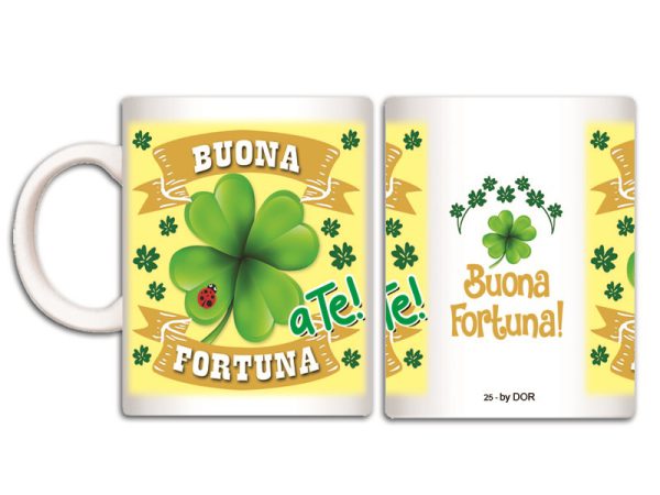 TAZZA FORTUNA "QUADRIFOGLIO" CON SCATOLA REGALO