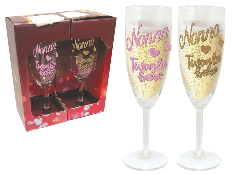 COPPIA FLUTE BRILLANTINATO NONNI SCATOLA GIFT