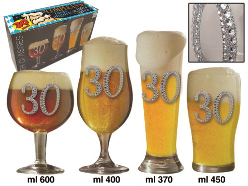 SET 4 BICCHIERI BIRRA 30 ANNI