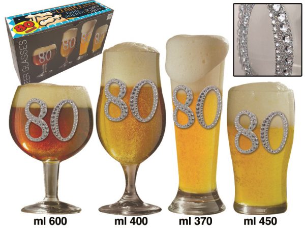 SET 4 BICCHIERI BIRRA 80 ANNI