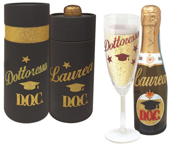 FLUTE+PROSECCO DOC 20 cl BRILLANTINATO DOTTORESSA SCATOLA NERA