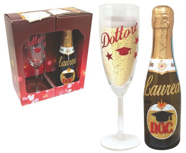 FLUTE+PROSECCO DOC 20 cl BRILLANTINATO DOTTORE SCATOLA GIFT