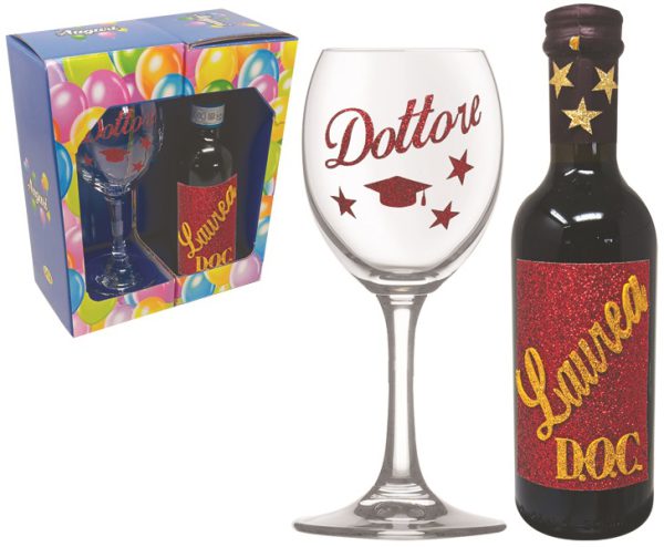 CALICE + VINO DOC 25 cl DOTTORE BRILL. SCATOLA PARTY