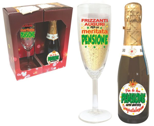 FLUTE+PROSECCO DOC 20 cl PENSIONE SCATOLA GIFT
