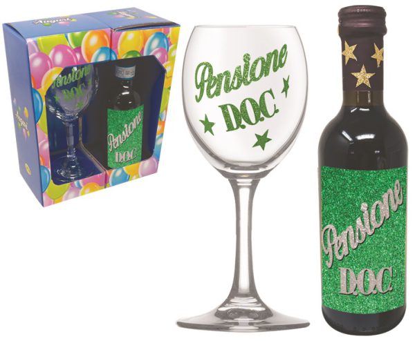 CALICE + VINO DOC 25 cl PENSIONE BRILL. SCATOLA PARTY