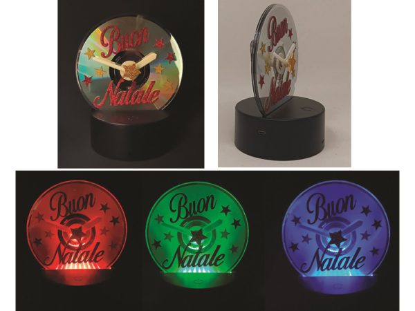 LAMPADA LED OROLOGIO CD "BUON NATALE" ø 12 cm CON GLITTER. . . ORDINE MINIMO 2 PZ.