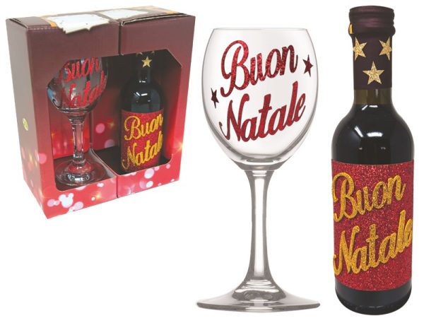 CALICE + VINO DOC 25 cl BUON NATALE BRILL. SCATOLA GIFT