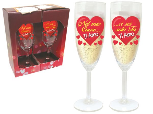COPPIA FLUTE AMORE SCATOLA GIFT. . . ORDINE MINIMO 4 COPPIE