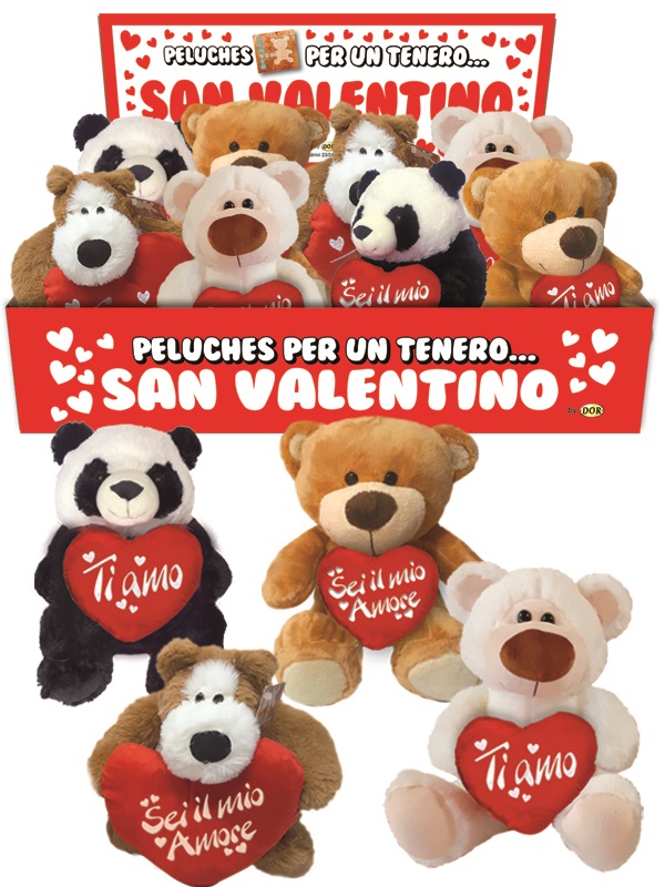 ESPO 24 PELUCHES ASSORTITI cm 20/25 (8 MODELLI) CON CUORE
