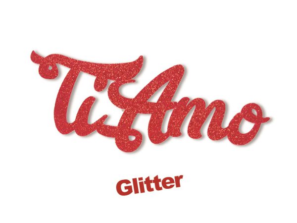 CONF.4 ADESIVI cm 25x10 SCRITTA TI AMO GLITTER IN GOMMA "CREPLA". . . ORDINE MINIMO 4 CONFEZIONI