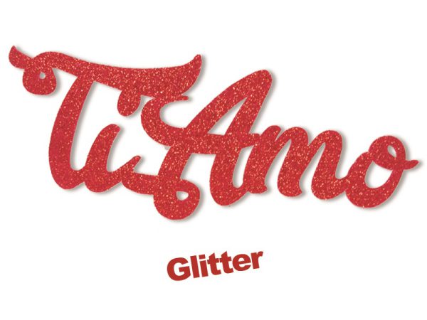 CONF.4 ADESIVI cm 37x14 SCRITTA TI AMO GLITTER IN GOMMA "CREPLA". . . ORDINE MINIMO 4 CONFEZIONI