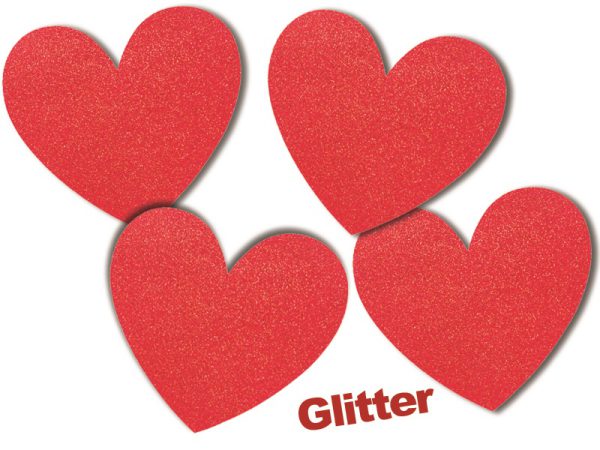 CONF.4 ADESIVI CUORI GLITTER ø cm 20. . . ORDINE MINIMO 3 CONFEZIONI